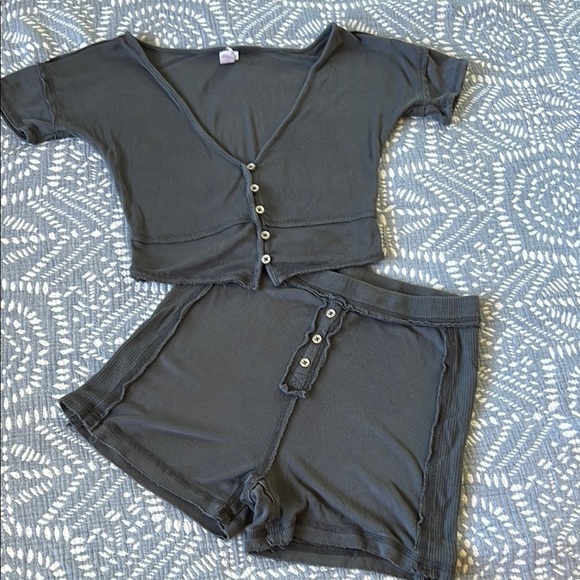 Urban Outfitters Other - URBAN OUTFITTERS Cozy Lounge Shorts Set in Charcoal | S M
